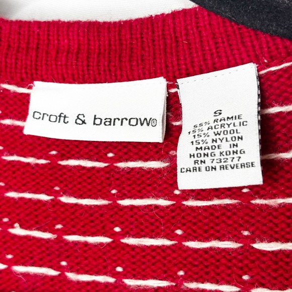 Vintage 90s Wool Fair Isle Cardigan Size S Sweater Holiday Reindeer Zip Up - Picture 6 of 8